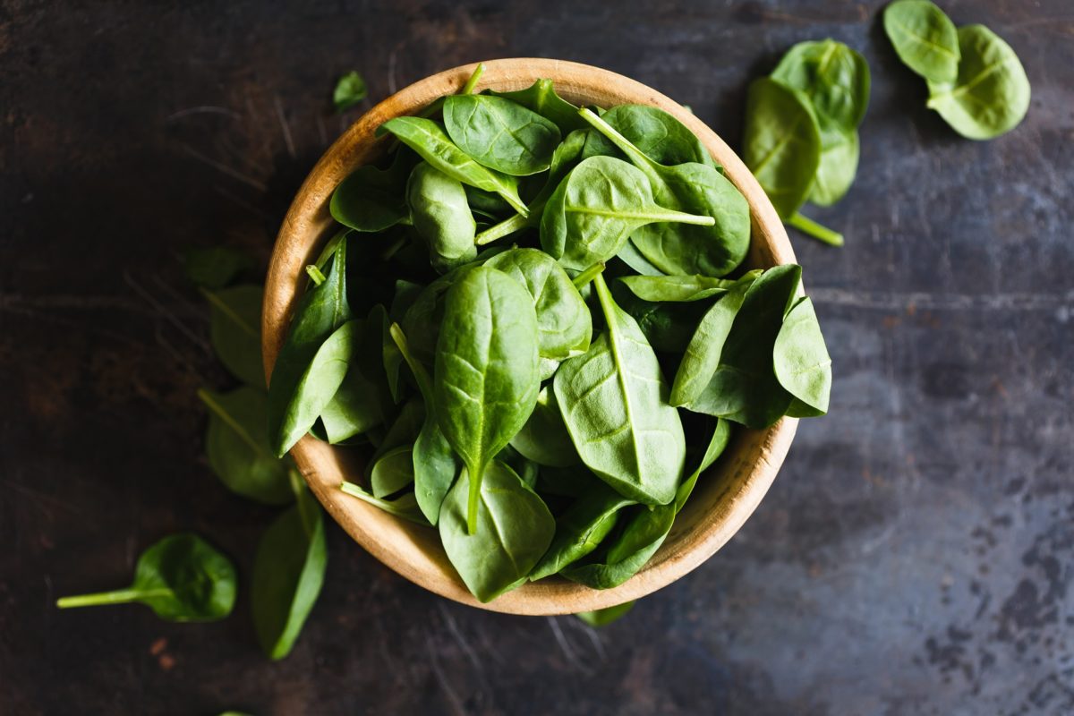 Image shows healthy spinach in a bowl